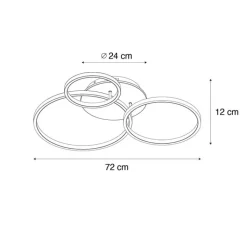 QAZQA Schlafzimmerlampen|Küchenlampen*Deckenleuchte schwarz mit Holz inkl. LED 3-stufig dimmbar 3-flammig - Alec