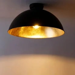 QAZQA Deckenleuchten|Wohnzimmerlampen*Deckenleuchte schwarz mit Gold 42 cm verstellbar - Magnax