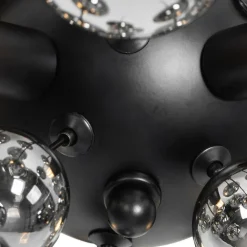 QAZQA Deckenleuchten|Wohnzimmerlampen*Deckenleuchte schwarz mit Rauchglas 50 cm 4-flammig - Explode