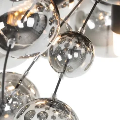 QAZQA Deckenleuchten|Wohnzimmerlampen*Deckenleuchte schwarz mit Rauchglas 50 cm 4-flammig - Explode