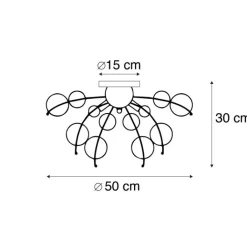 QAZQA Deckenleuchten|Wohnzimmerlampen*Deckenleuchte schwarz mit Rauchglas 50 cm 4-flammig - Explode