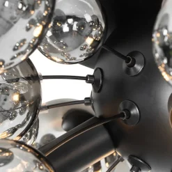 QAZQA Deckenleuchten|Wohnzimmerlampen*Deckenleuchte schwarz mit Rauchglas 50 cm 4-flammig - Explode