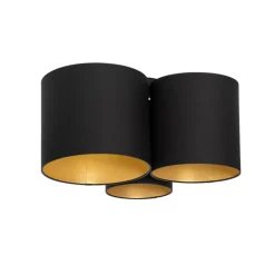 QAZQA Schlafzimmerlampen|Küchenlampen*Deckenleuchte schwarz mit goldener Innenausstattung 3-flammig - Multidrum