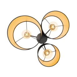 QAZQA Schlafzimmerlampen|Küchenlampen*Deckenleuchte schwarz mit goldener Innenausstattung 3-flammig - Multidrum