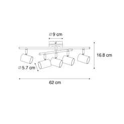 QAZQA Schlafzimmerlampen|Küchenlampen*Deckenleuchte schwarz mit Holz 5-flammig verstellbar rechteckig - Jeana