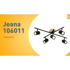 QAZQA Schlafzimmerlampen|Küchenlampen*Deckenleuchte schwarz mit Holz 5-flammig verstellbar rechteckig - Jeana