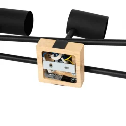 QAZQA Schlafzimmerlampen|Küchenlampen*Deckenleuchte schwarz mit Holz 5-flammig verstellbar rechteckig - Jeana