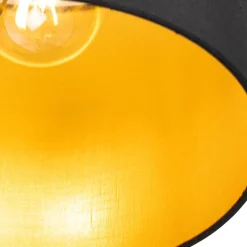 QAZQA Deckenleuchten|Wohnzimmerlampen*Deckenleuchte schwarz mit goldener Innenseite 5-flammig - Multidrum