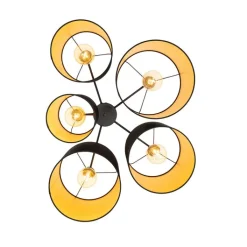 QAZQA Deckenleuchten|Wohnzimmerlampen*Deckenleuchte schwarz mit goldener Innenseite 5-flammig - Multidrum