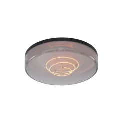 QAZQA Led-Deckenleuchten|Deckenleuchten*Deckenleuchte Schwarz mit Rauchglas 35,5 cm inklusive dimmbarer LED - Fira