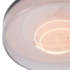 QAZQA Led-Deckenleuchten|Deckenleuchten*Deckenleuchte Schwarz mit Rauchglas 35,5 cm inklusive dimmbarer LED - Fira