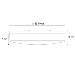 QAZQA Led-Deckenleuchten|Deckenleuchten*Deckenleuchte Schwarz mit Rauchglas 35,5 cm inklusive dimmbarer LED - Fira