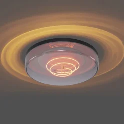 QAZQA Led-Deckenleuchten|Deckenleuchten*Deckenleuchte Schwarz mit Rauchglas 35,5 cm inklusive dimmbarer LED - Fira