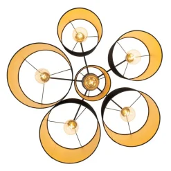 QAZQA Schlafzimmerlampen|Küchenlampen*Deckenleuchte schwarz mit Gold innen 6 Lichter - Multidrum