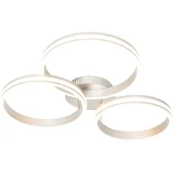 QAZQA Led-Deckenleuchten|Deckenleuchten*Deckenleuchte Stahl inkl. LED 3-Stufen dimmbar 3-Licht - Navara