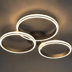 QAZQA Led-Deckenleuchten|Deckenleuchten*Deckenleuchte Stahl inkl. LED 3-Stufen dimmbar 3-Licht - Navara