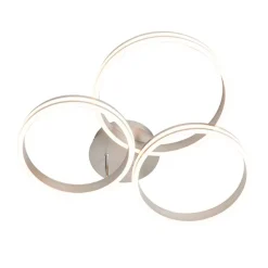 QAZQA Led-Deckenleuchten|Deckenleuchten*Deckenleuchte Stahl inkl. LED 3-Stufen dimmbar 3-Licht - Navara