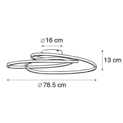 QAZQA Schlafzimmerlampen|Küchenlampen*Deckenleuchte weiß 78 cm inkl. LED 3 Stufen dimmbar - Rowin