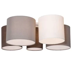 QAZQA Deckenleuchten|Wohnzimmerlampen*Deckenleuchte weiß grau und braun 5-Licht - Multidrum