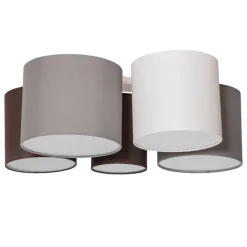 QAZQA Deckenleuchten|Wohnzimmerlampen*Deckenleuchte weiß grau und braun 5-Licht - Multidrum