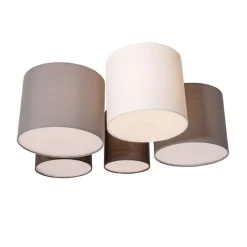 QAZQA Deckenleuchten|Wohnzimmerlampen*Deckenleuchte weiß grau und braun 5-Licht - Multidrum