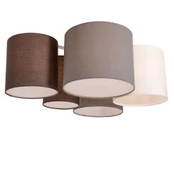 QAZQA Deckenleuchten|Wohnzimmerlampen*Deckenleuchte weiß grau und braun 5-Licht - Multidrum