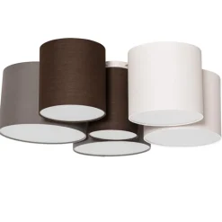 QAZQA Deckenleuchten|Wohnzimmerlampen*Deckenleuchte weiß grau und braun 6-Licht - Multidrum