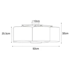 QAZQA Deckenleuchten|Wohnzimmerlampen*Deckenleuchte weiß grau und braun 6-Licht - Multidrum