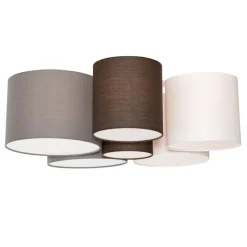 QAZQA Deckenleuchten|Wohnzimmerlampen*Deckenleuchte weiß grau und braun 6-Licht - Multidrum