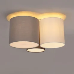 QAZQA Deckenleuchten|Wohnzimmerlampen*Deckenleuchte weiß grau und braun 3-Licht - Multidrum