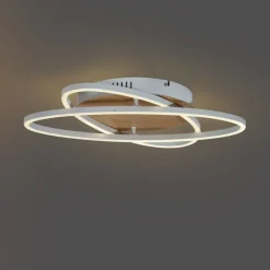 QAZQA Küchenlampen|Led-Deckenleuchten*Deckenleuchte Weiß mit Holz inkl. LED 3-Stufen-Dimmbar 2-flammig - Kane