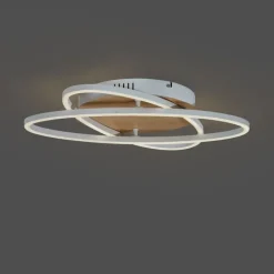 QAZQA Küchenlampen|Led-Deckenleuchten*Deckenleuchte Weiß mit Holz inkl. LED 3-Stufen-Dimmbar 2-flammig - Kane