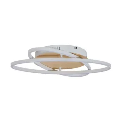 QAZQA Küchenlampen|Led-Deckenleuchten*Deckenleuchte Weiß mit Holz inkl. LED 3-Stufen-Dimmbar 2-flammig - Kane