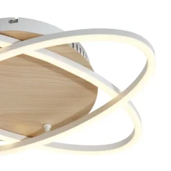 QAZQA Küchenlampen|Led-Deckenleuchten*Deckenleuchte Weiß mit Holz inkl. LED 3-Stufen-Dimmbar 2-flammig - Kane