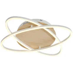 QAZQA Küchenlampen|Led-Deckenleuchten*Deckenleuchte Weiß mit Holz inkl. LED 3-Stufen-Dimmbar 2-flammig - Kane