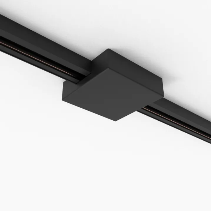 QAZQA Schlafzimmerlampen|Küchenlampen*Deckenplatte Schienensystem schwarz quadratisch 1-phasig - Iconic