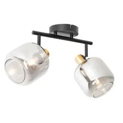 QAZQA Deckenstrahler|Aufbaustrahler*Deckenspot Schwarz / Gold mit Rauchglas 2-flammig - Zuzanna