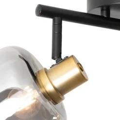 QAZQA Deckenstrahler|Aufbaustrahler*Deckenspot Schwarz / Gold mit Rauchglas 2-flammig - Zuzanna