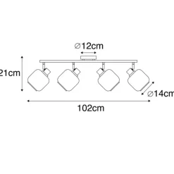 QAZQA Schlafzimmerlampen|Küchenlampen*Deckenspot Schwarz mit Gold mit Rauchglas 4-flammig - Zuzanna