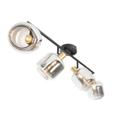 QAZQA Schlafzimmerlampen|Küchenlampen*Deckenspot Schwarz mit Gold mit Rauchglas 4-flammig - Zuzanna