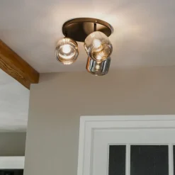 QAZQA Deckenstrahler|Aufbaustrahler*Deckenspot Schwarz mit Gold mit Rauchglas 3-flammig - Zuzanna