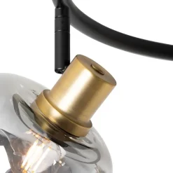 QAZQA Deckenstrahler|Aufbaustrahler*Deckenspot schwarz mit Rauchglas rund 3-flammig - Zuzanna