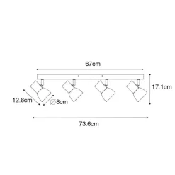 QAZQA Gartenbeleuchtung|Schlafzimmerlampen*Deckenstrahler aus Holz mit weißem, verstellbarem 4-flammigen Strahler – Thorin