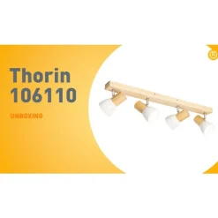 QAZQA Gartenbeleuchtung|Schlafzimmerlampen*Deckenstrahler aus Holz mit weißem, verstellbarem 4-flammigen Strahler – Thorin