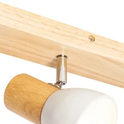 QAZQA Gartenbeleuchtung|Schlafzimmerlampen*Deckenstrahler aus Holz mit weißem, verstellbarem 4-flammigen Strahler – Thorin