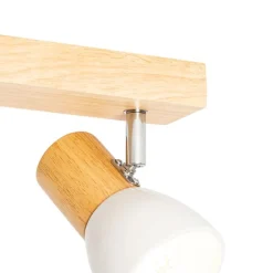QAZQA Schlafzimmerlampen|Küchenlampen*Deckenstrahler aus Holz mit weißem, verstellbarem 3-flammigen Strahler – Thorin