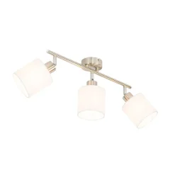 QAZQA Deckenstrahler|Aufbaustrahler*Deckenstrahler aus Stahl mit weißem Schirm, 3-flammig verstellbar – Hetta