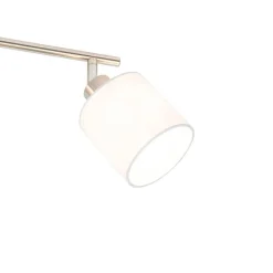 QAZQA Deckenstrahler|Aufbaustrahler*Deckenstrahler aus Stahl mit weißem Schirm, 3-flammig verstellbar – Hetta