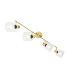 QAZQA Schlafzimmerlampen|Küchenlampen*Deckenstrahler Gold mit Glas 4-flammig verstellbar - Laura