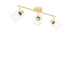 QAZQA Deckenstrahler|Aufbaustrahler*Deckenstrahler Gold mit Glas 3-flammig verstellbar - Laura